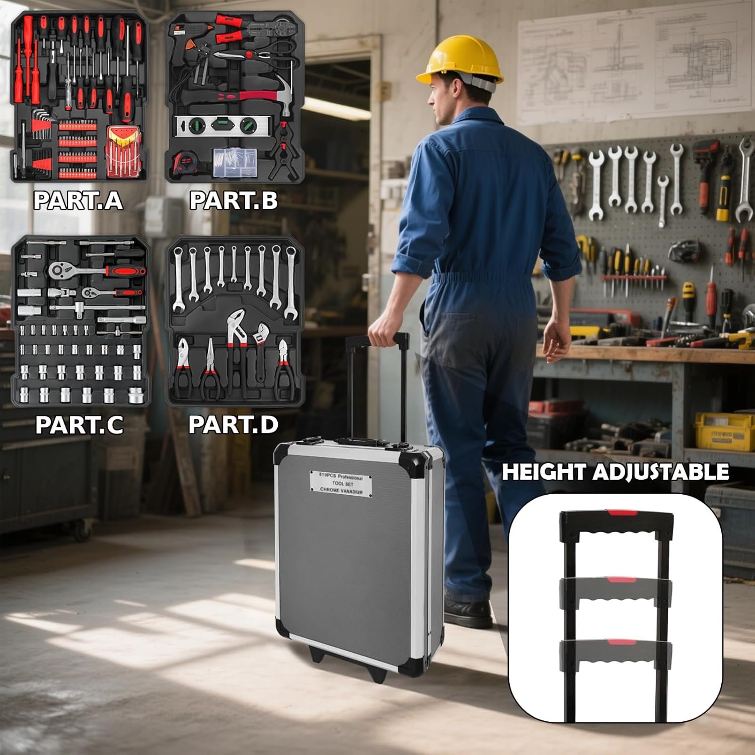 810 pcs tool set case mechanics kit box organize castors toolbox trolley + free glove amazing tour 810 pcs tool set case mechanics kit box organize castors toolbox trolley + free glove amazing tour